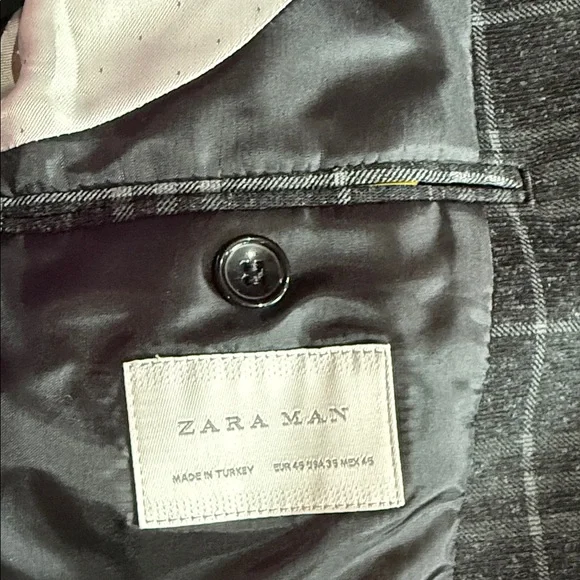 Zara Man Dark Gray Plain Blazer, sz 36 - Picture 6 of 9